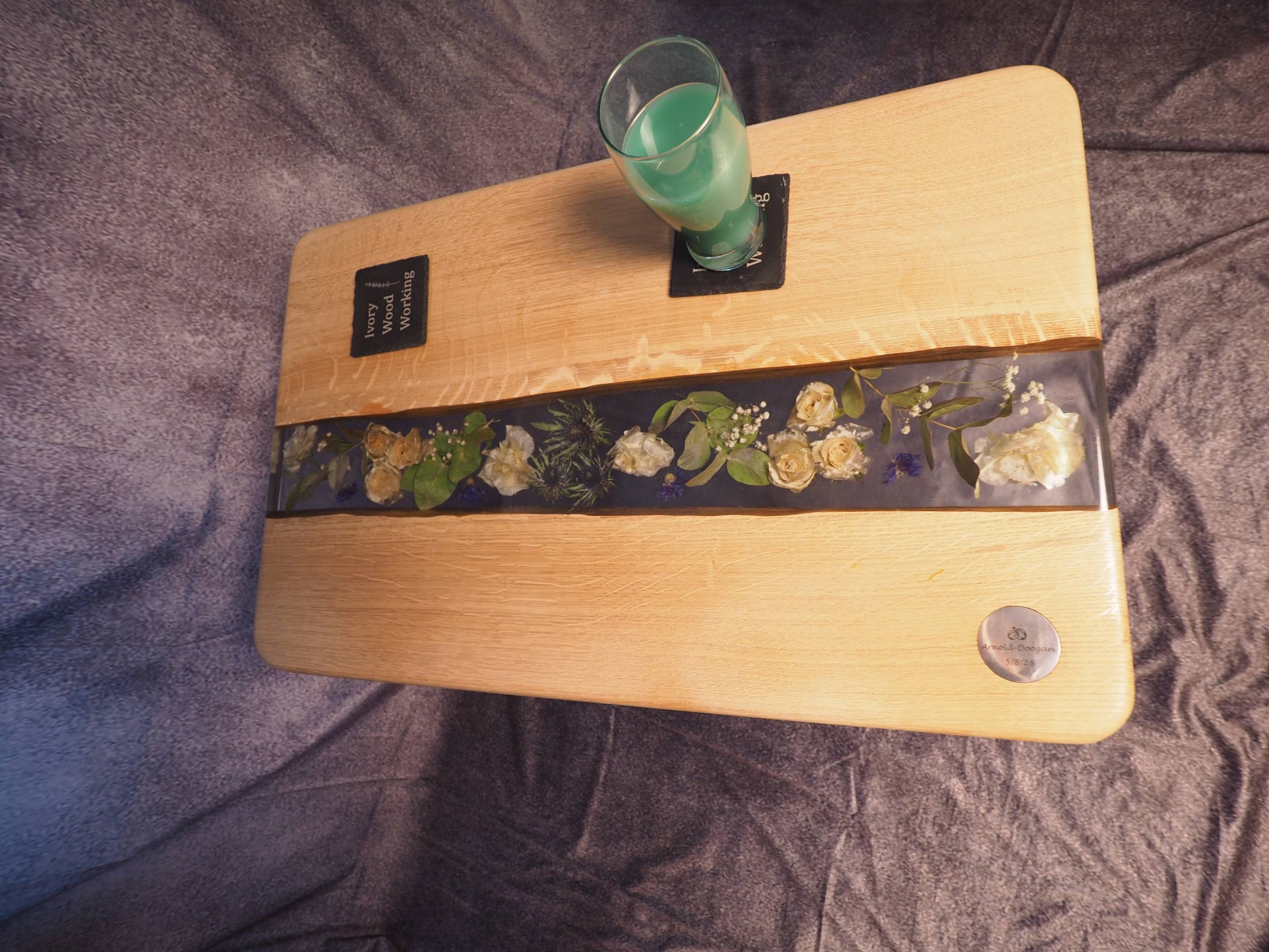 Wedding Bouquet “AD” in a Clear Resin River and Oak