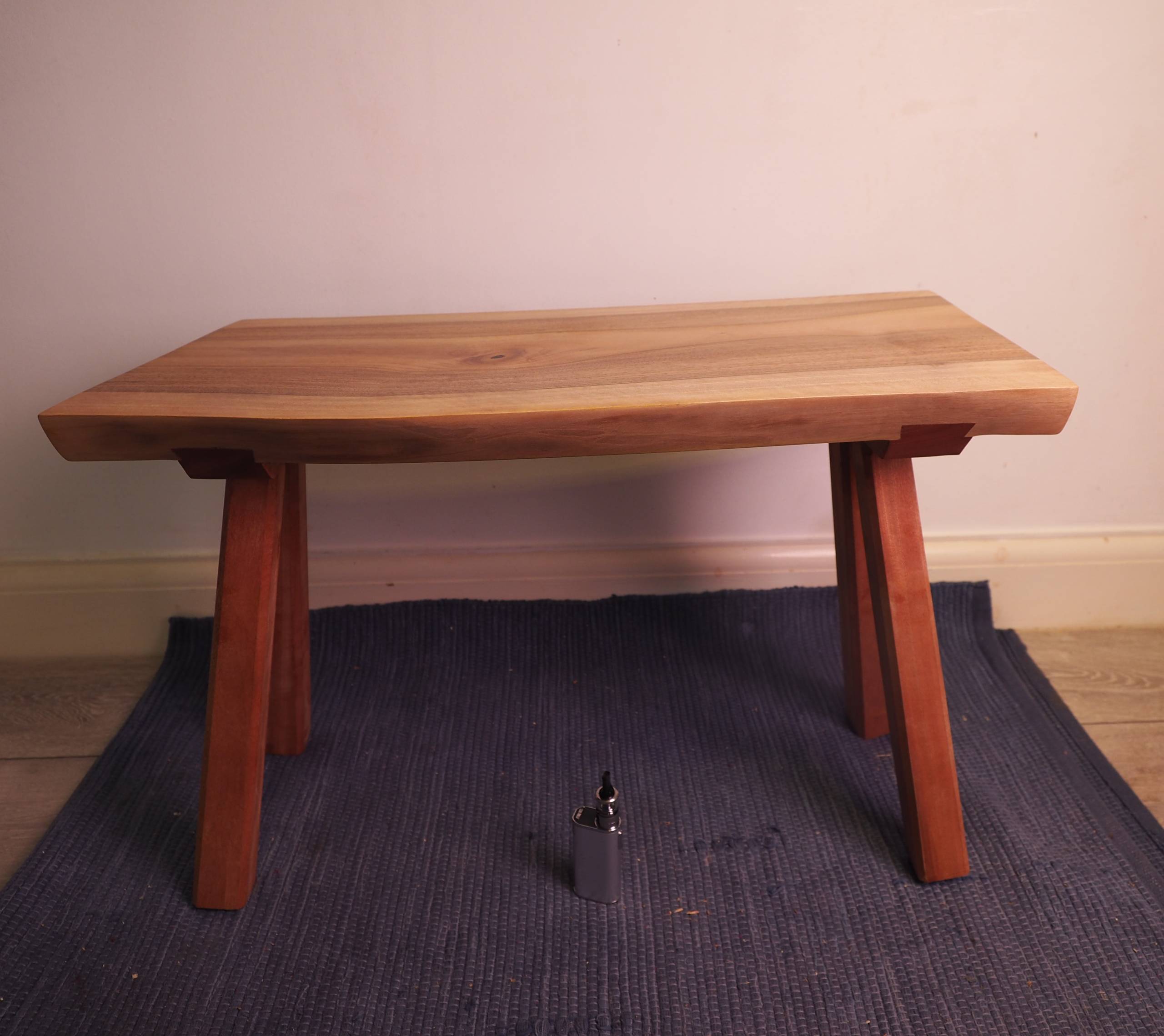 Walnut top with Sapele Dove Tailed Legs